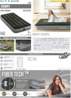 INTEX Green Inflatable Bed Mattress And Standard Foot Pump  - Image 4