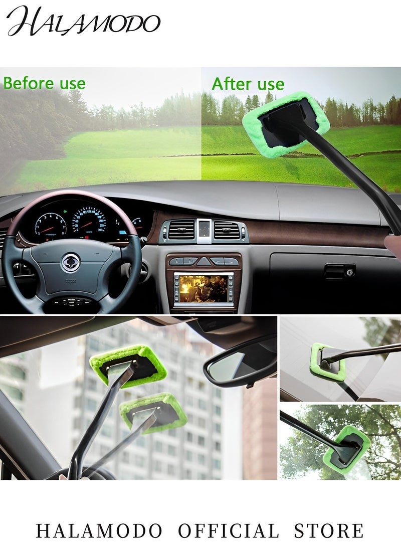 HALAMODO Car Window Cleaner Kit Removable Windshield Cleaning Tool Auto Glass Cleaner Car Interior Exterior Window Glass Cleaning Tool Come with Washable Microfiber Pad & Spray Bottle - Image 5