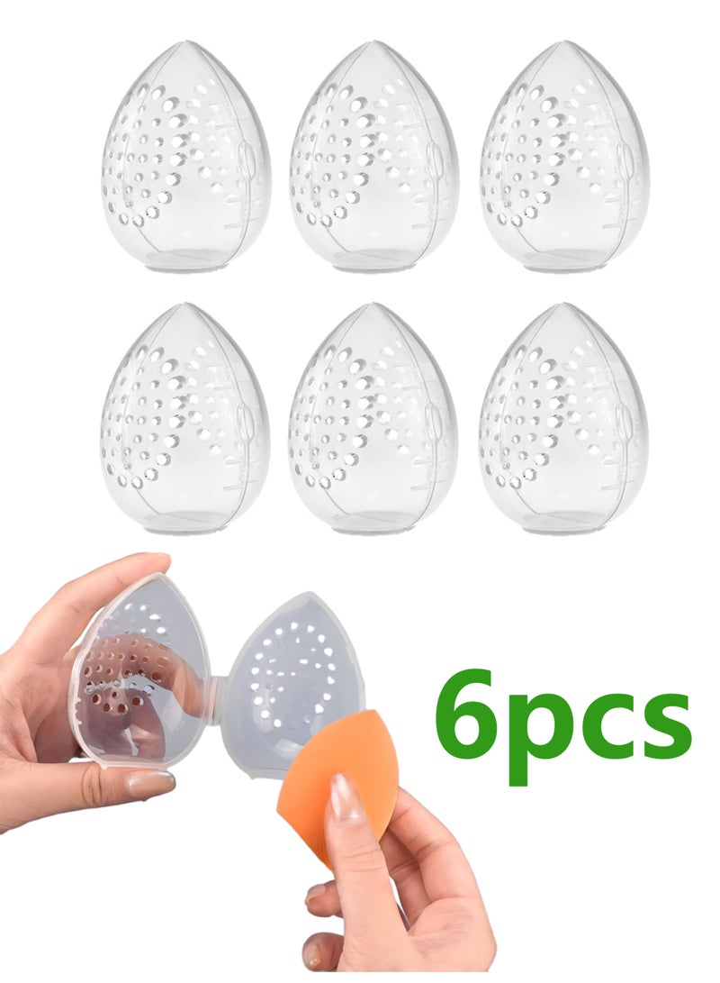6-piece makeup sponge rack handbag storage box transparent hard container protective cover for makeup mixing sponge puff beauty egg stirrer travel outdoor - Image 1
