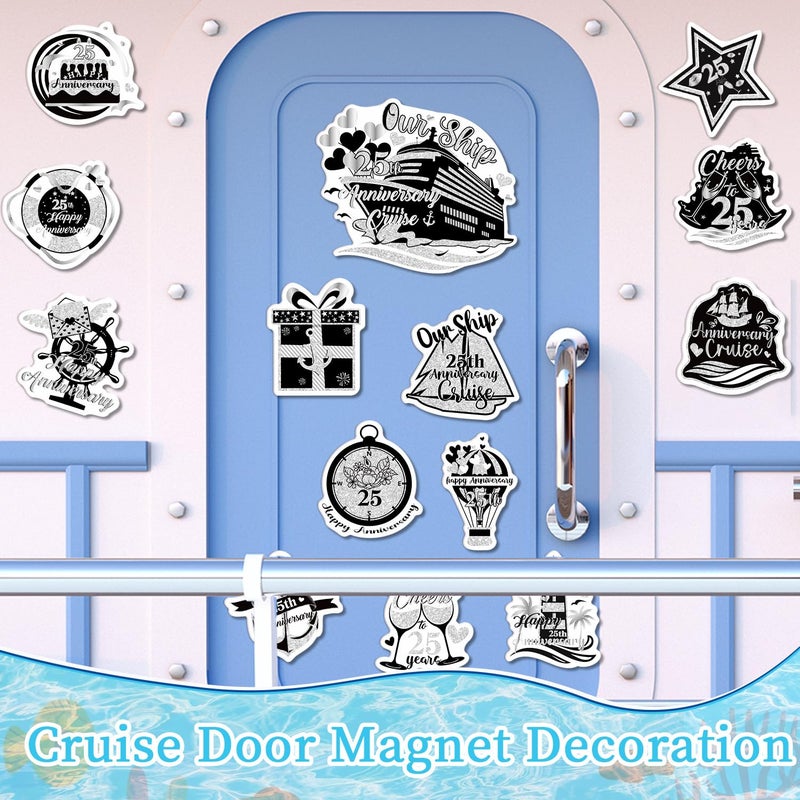 Wxiben Cruise Door Decorations Magnetic - 15 Pcs Retro Nautical 2026 Cruise Door Magnets Vintage Sea Navigation Cuise Ship Magnetic Funny Carnival Stickers Decals for Party Cabin Stateroom Decor - Image 4