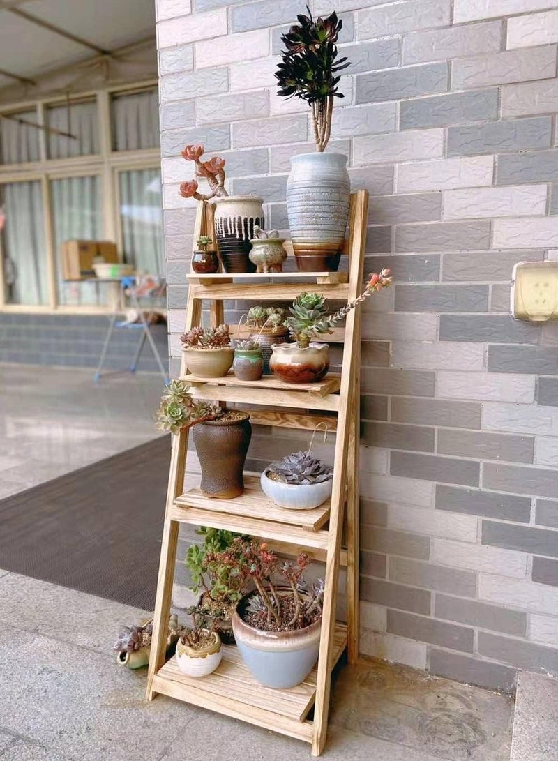 HOME TASTE Foldable Wooden Plant Stand Flower Pot Display Shelf Ideal for Books Flowers  - Image 3