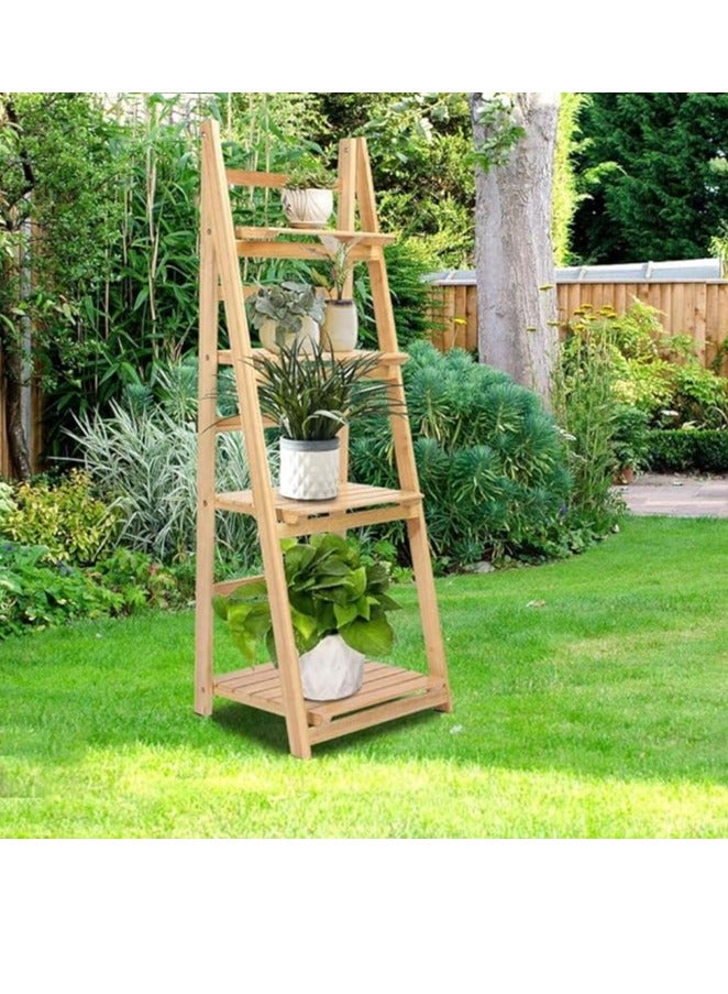 HOME TASTE Foldable Wooden Plant Stand Flower Pot Display Shelf Ideal for Books Flowers  - Image 4