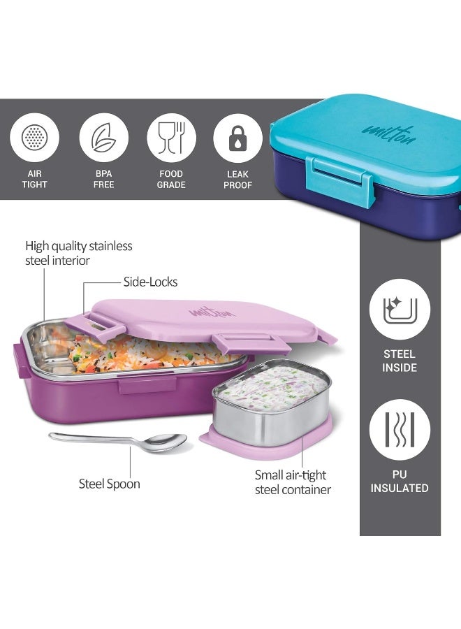 Milton صندوق غداء داخلي من الفولاذ المقاوم للصدأ للزملاء الكبار، 700 مل، أزرق - Image 2