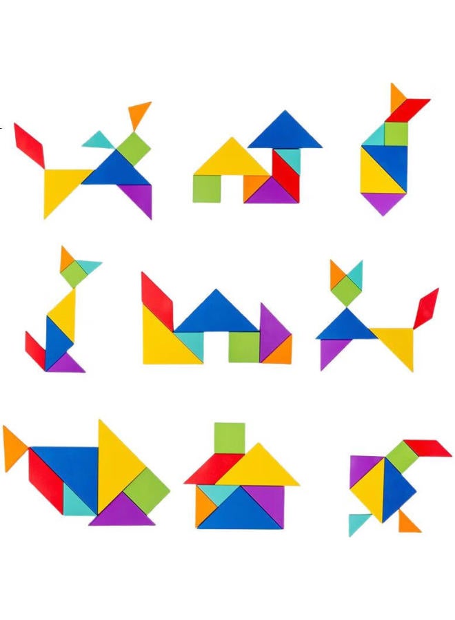 WEST Xixia Magnetic Tangram Puzzle, Educational Building Blocks, Children'S Toy, First Grade Second Semester Teaching Aid, Math Book, Blue - Image 1