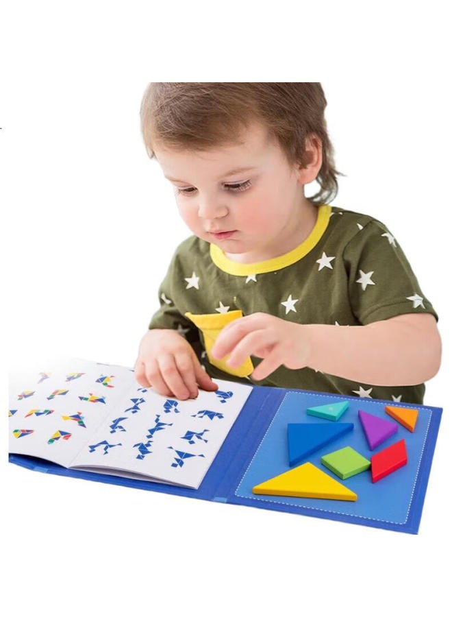 WEST Xixia Magnetic Tangram Puzzle, Educational Building Blocks, Children'S Toy, First Grade Second Semester Teaching Aid, Math Book, Blue - Image 3