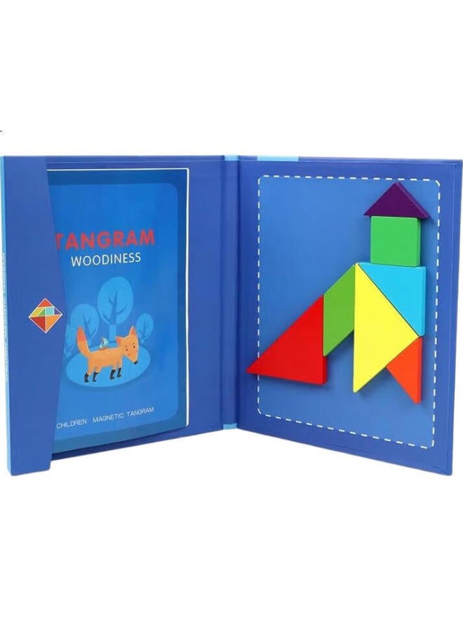 WEST Xixia Magnetic Tangram Puzzle, Educational Building Blocks, Children'S Toy, First Grade Second Semester Teaching Aid, Math Book, Blue - Image 2