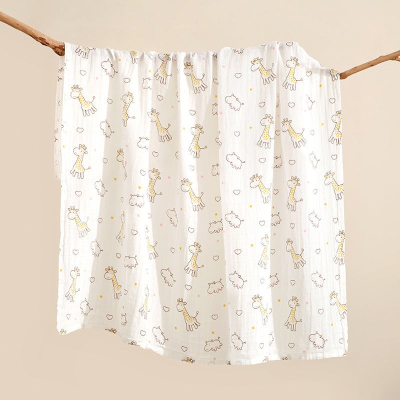 منشفة قطنية بطبقتين ناعمة وقابلة للتنفس لتغطية الأطفال حديثي الولادة منشفة استحمام بطانية منشفة لف الأطفال منتجات الأطفال منشفة لف - Image 1