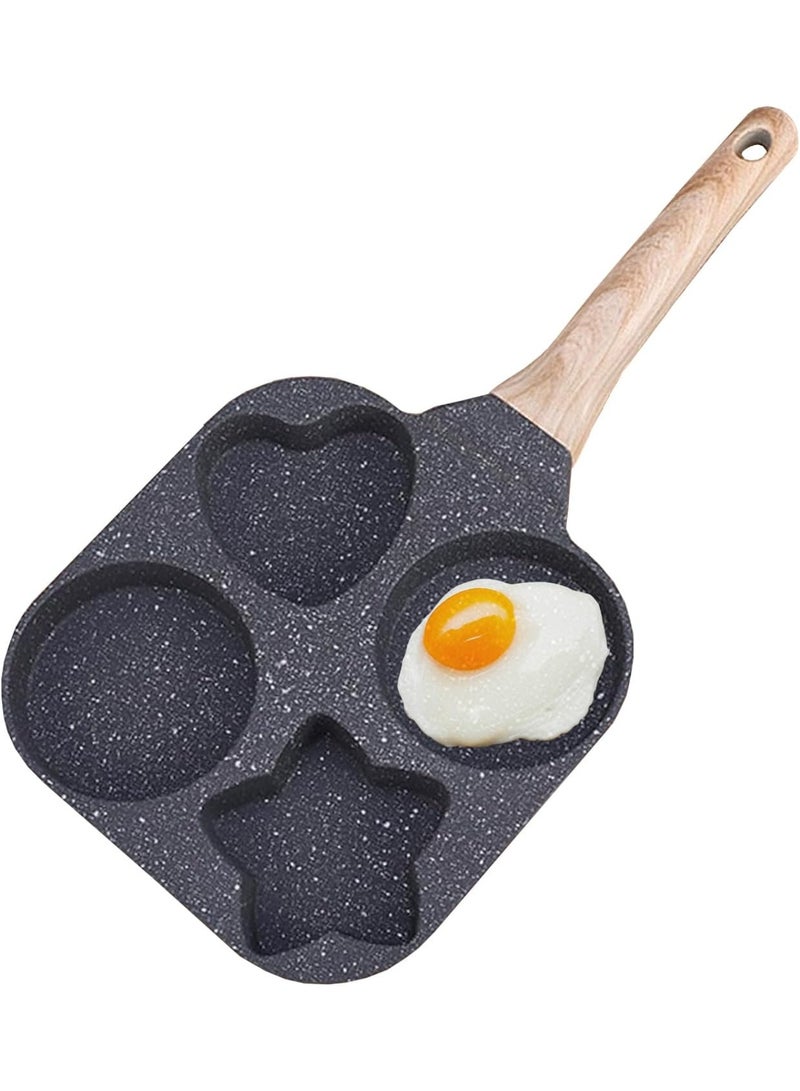 Nonstick Frying Pan,4-Cup Egg Pan Nonstick Divided Grill Frying Pan, 7.5 Inch Healthy Granite Egg Pan with Anti-scald Handle, Breakfast Skillet for Pancakes,Bacons (Black)  - Image 1