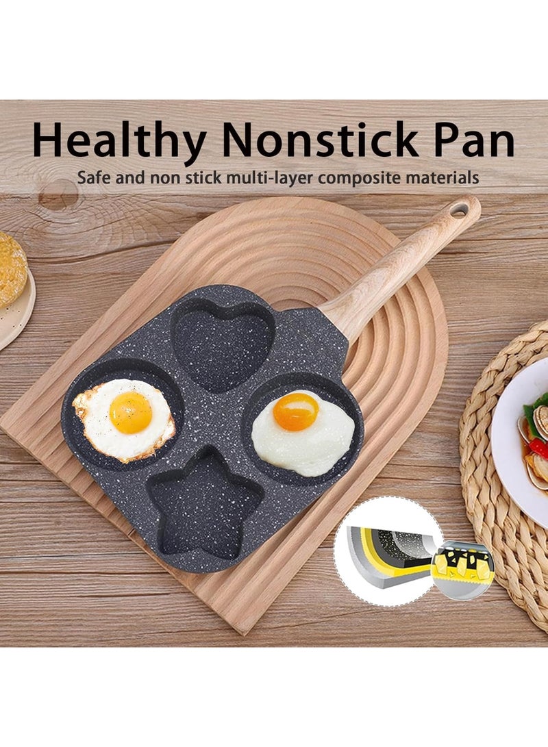 Nonstick Frying Pan,4-Cup Egg Pan Nonstick Divided Grill Frying Pan, 7.5 Inch Healthy Granite Egg Pan with Anti-scald Handle, Breakfast Skillet for Pancakes,Bacons (Black)  - Image 3