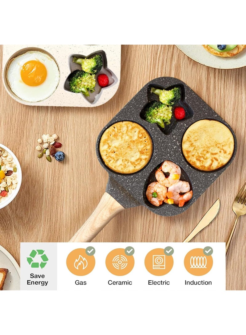 Nonstick Frying Pan,4-Cup Egg Pan Nonstick Divided Grill Frying Pan, 7.5 Inch Healthy Granite Egg Pan with Anti-scald Handle, Breakfast Skillet for Pancakes,Bacons (Black)  - Image 4