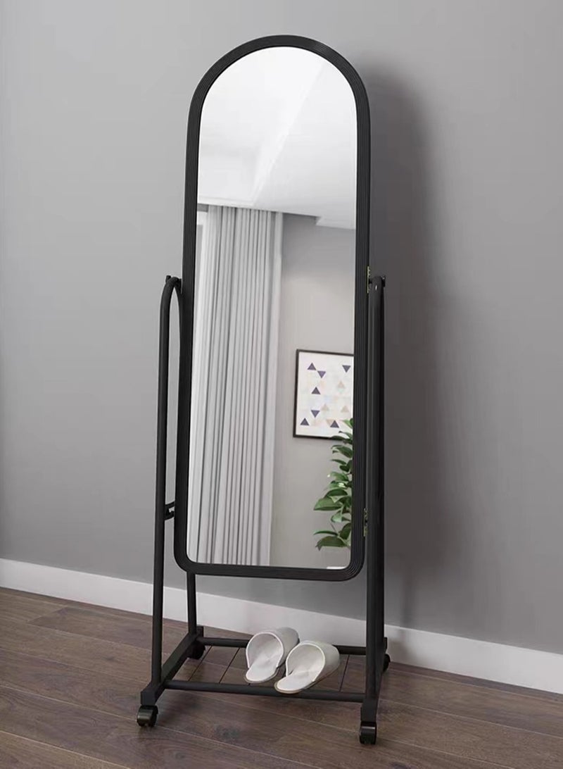 CityRiya-Long Full Length Mirror 160cm Standing Mirror Hanging or Leaning Full Body Mirror with Stand Wall Mounted Mirror Floor Mirror with Aluminum Alloy Thin Frame for Living Room, Black - Image 2
