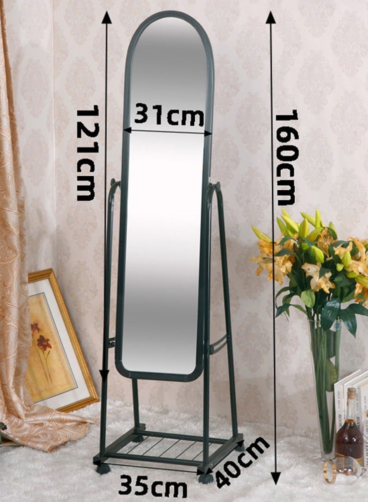CityRiya-Long Full Length Mirror 160cm Standing Mirror Hanging or Leaning Full Body Mirror with Stand Wall Mounted Mirror Floor Mirror with Aluminum Alloy Thin Frame for Living Room, Black - Image 3