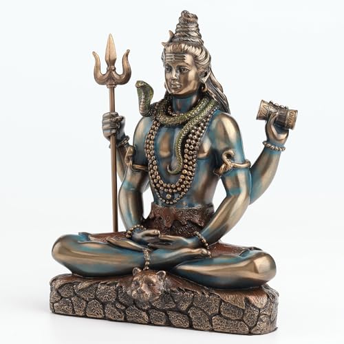 Veronese Design 6 14 Inch Lord Shiva in Lotus Pose Hindu God Destroyer of Evil Resin Statue Bronze Finish - Image 3