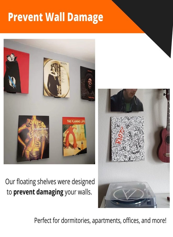 3d Lasers Lab Wall Mount Vinyl Record Display/Shelf [5-pk] - Display Your Albums Without Damaging Your Walls, Perfect for Office, Home, Dorms, and Apartments (Black, 5) - Image 3
