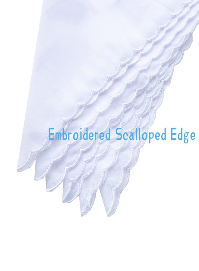 MemoryHanky Bulk Pack Handkerchiefs Cotton Scalloped Hankies Pocket Square Towel White 11 Inches - Image 4