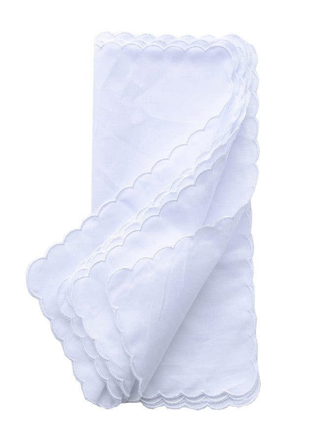 MemoryHanky Bulk Pack Handkerchiefs Cotton Scalloped Hankies Pocket Square Towel White 11 Inches - Image 2