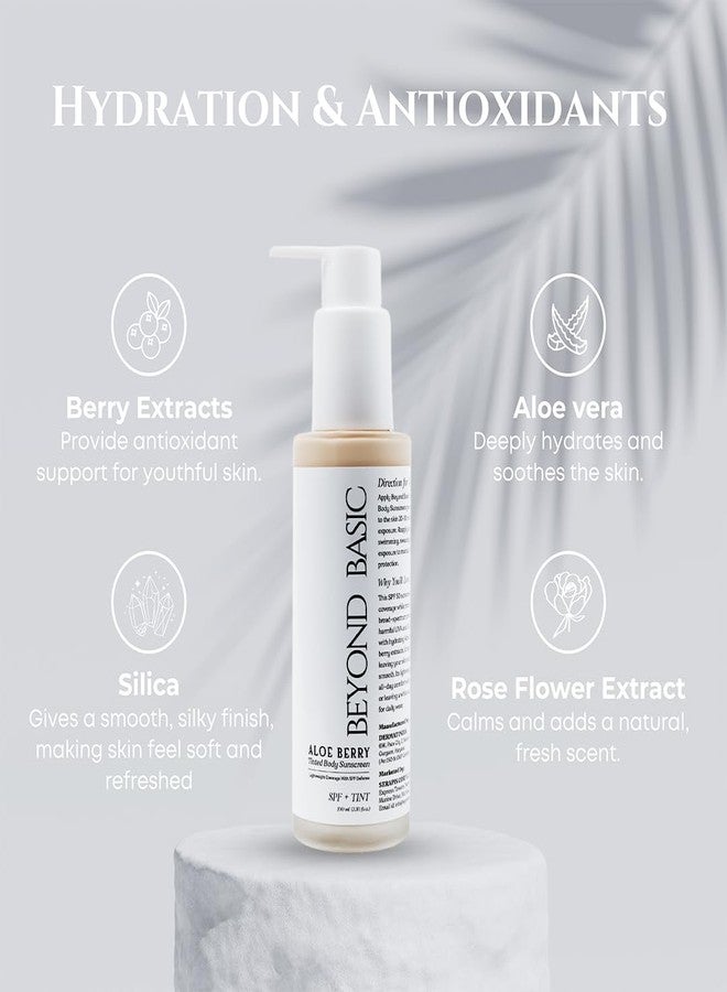 Beyond Basic Aloe Berry Tinted Body Sunscreen, SPF 50, Lightweight Coverage with Natural Mineral Sunscreens, 100 ml - Image 2