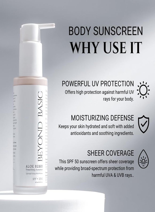 Beyond Basic Aloe Berry Tinted Body Sunscreen, SPF 50, Lightweight Coverage with Natural Mineral Sunscreens, 100 ml - Image 4