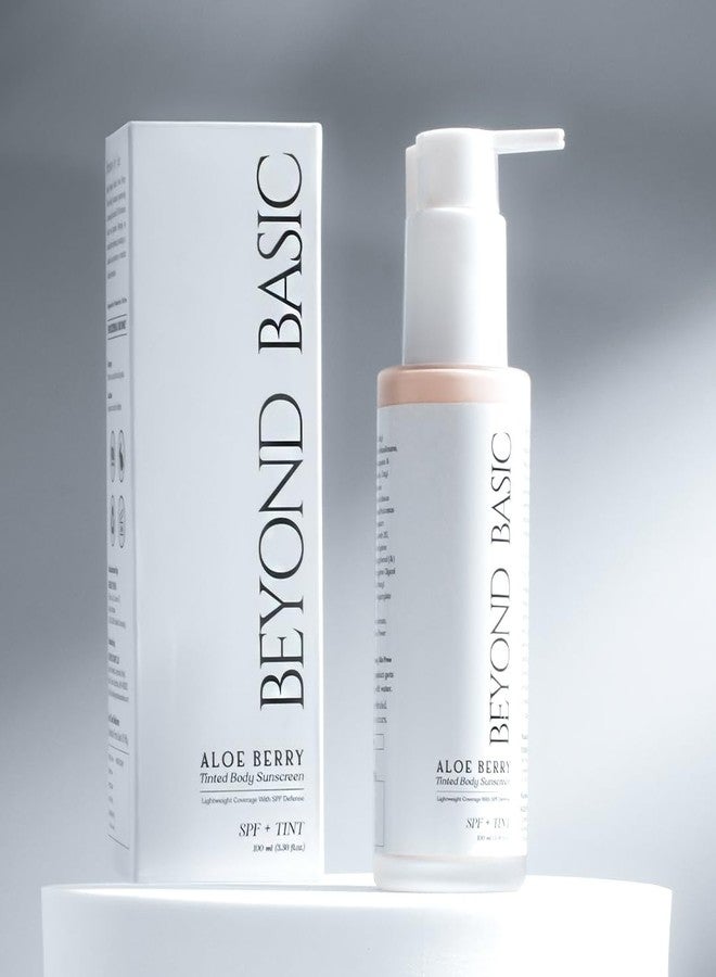 Beyond Basic Aloe Berry Tinted Body Sunscreen, SPF 50, Lightweight Coverage with Natural Mineral Sunscreens, 100 ml - Image 1