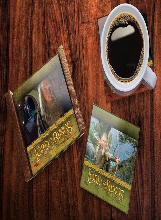 Trend Setters The Lord of The Rings - Fellowship of The Ring 20th Anniversary - Characters - Set of Four 4” x 4” Glass Coasters - Comes with Stylish Modern Wooden Coaster Stand - for Gifting and Collecting - Image 5