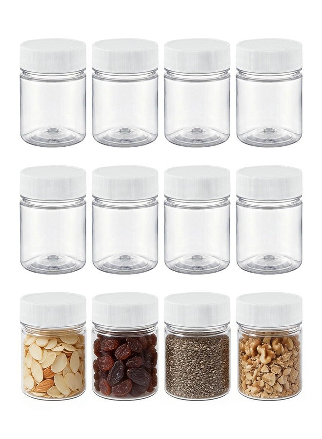 novelinks 8 oz Clear Plastic Jars with Airtight Lids, 8oz PET Plastic Containers, Refillable Storage Slime Containers & Small Spice Jars for Kitchen Organization (White, 12 Pack) - Image 1
