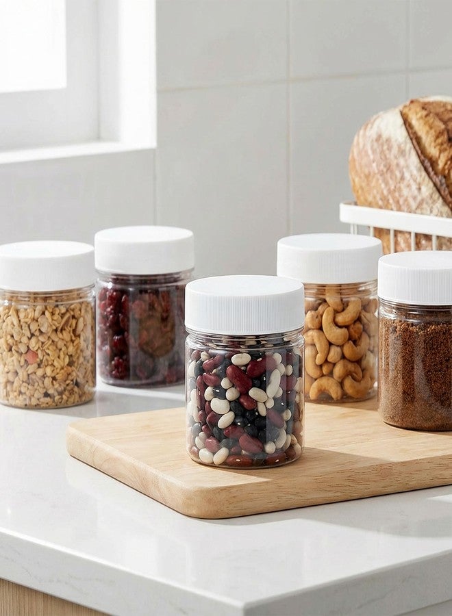 novelinks 8 oz Clear Plastic Jars with Airtight Lids, 8oz PET Plastic Containers, Refillable Storage Slime Containers & Small Spice Jars for Kitchen Organization (White, 12 Pack) - Image 2