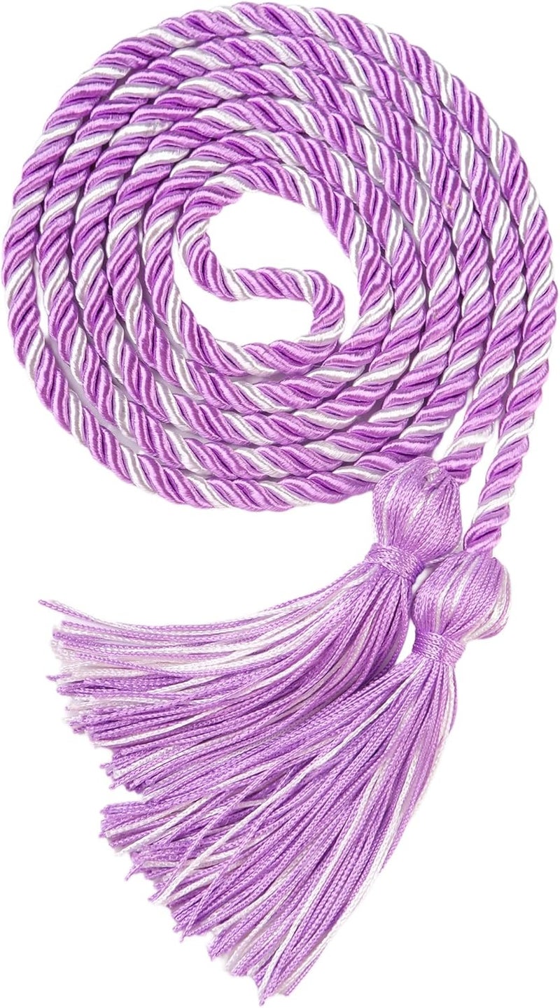 UIALECG Graduation Honor Cords, 68" Long (Light Purple with White) - Image 1