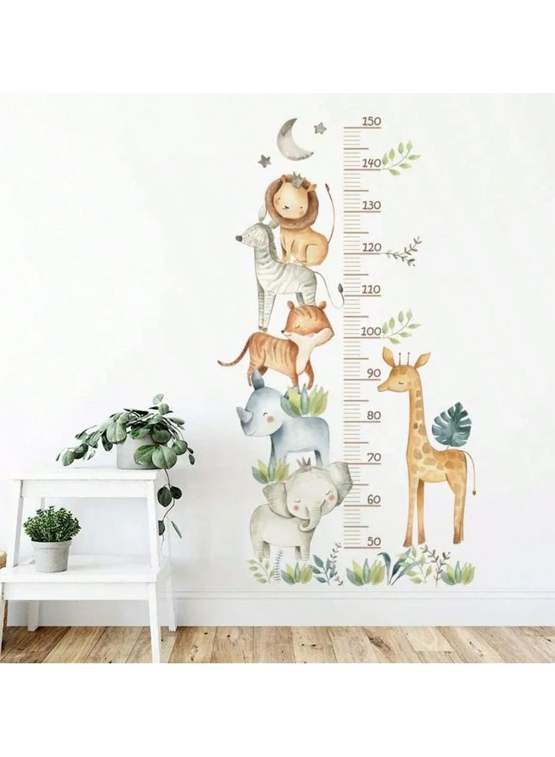 ملصق حائط اطفال لقياس الطول بتصميم حيوانات لطيفه يمكن لصقه على أي حائط بسهولة دون تلف الجدران - Image 2