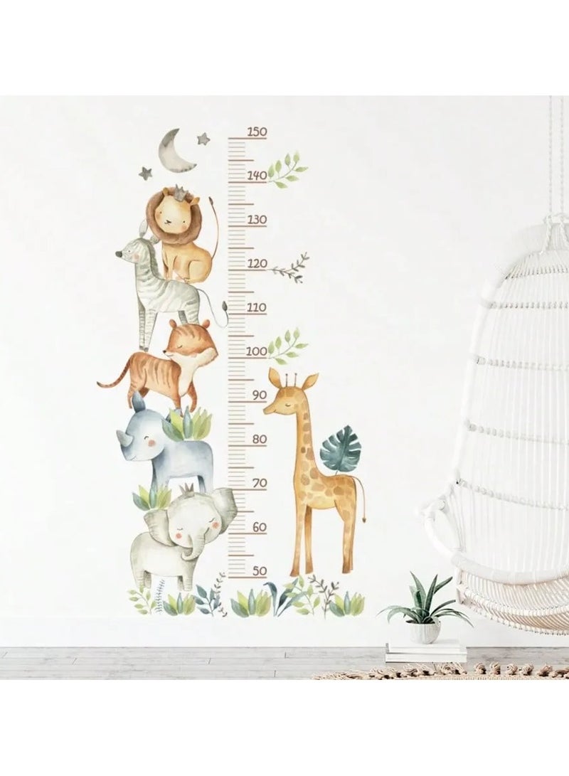 ملصق حائط اطفال لقياس الطول بتصميم حيوانات لطيفه يمكن لصقه على أي حائط بسهولة دون تلف الجدران - Image 3