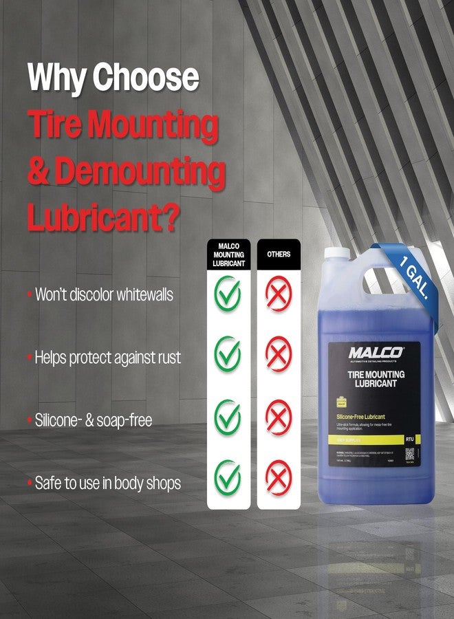 Malco Tire Mounting & Demounting Lubricant - for Automotive, Truck, Farm & Heavy-Duty Construction Tires/Improved Bead Seal/Rust Protection/Silicone & Soap Free/Whitewall Safe / 1 Gal (102401) - Image 4