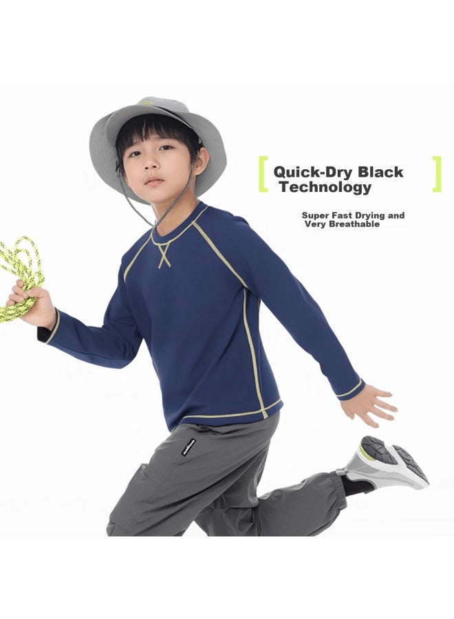 Pepco Kids Long Sleeve Quick-dry T-shirt Children's Base Layer Top Outdoor Breathable Sportswear Dark Blue 140 - Image 2