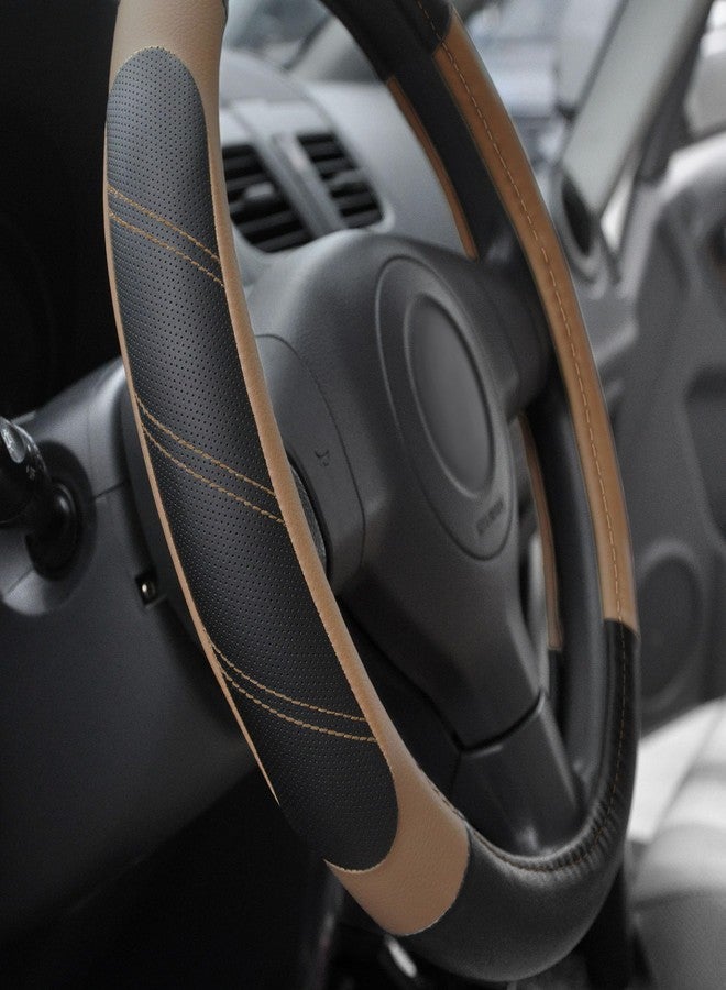 Elantrip Leather Steering Wheel Cover 14 1/2 to 15 inch Universal Padded Soft Grip Breathable for Car Truck SUV Jeep Anti Slip Brown - Image 2
