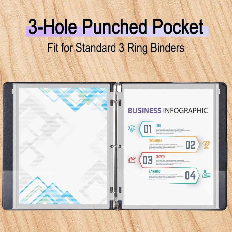 Antner 12 Pack Letter Size Binder Pockets 3 Holes Zipper Binder Folders for 3-Ring Binder, Clear PVC Loose Leaf Bag Binder Pouch Insert Pages Sheet Protectors Waterproof Document Filling Storage Bags - Image 4