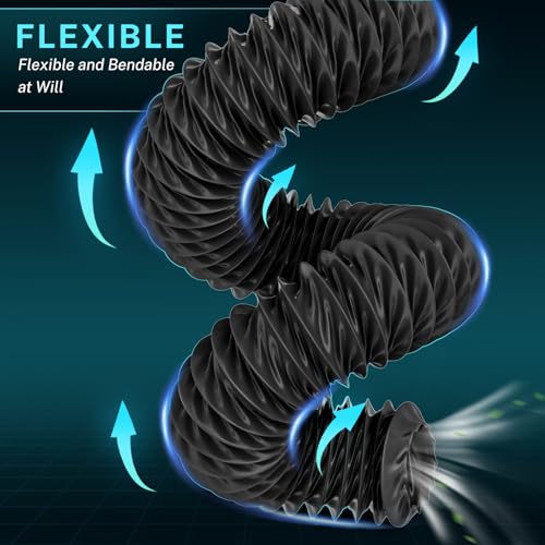 HG Power 3 Inch Duct Hose, 3" X 8FT Flexible Nylon Duct, Heavy Duty Hose Hose Air Ducting with 2 Clamps for HVAC, RV, Boat Blower, Bathroom Exhaust Black - Image 5