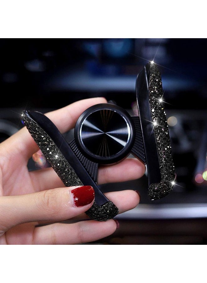 SUNCARACCL - Bling Car Phone Holder Mini Dash Air Vent Automatic Mount Universal 360°Adjustable Crystal Auto Stand Accessories For Women And Girls (Black) - Image 1