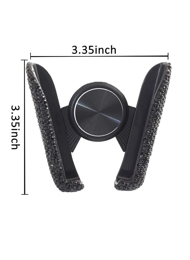 SUNCARACCL - Bling Car Phone Holder Mini Dash Air Vent Automatic Mount Universal 360°Adjustable Crystal Auto Stand Accessories For Women And Girls (Black) - Image 1