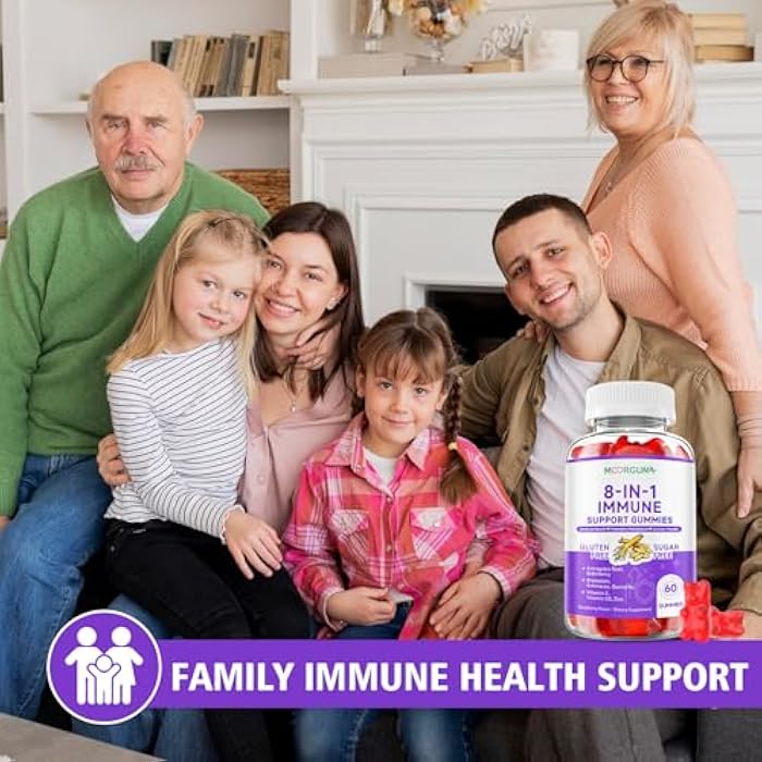 MOORGUMY Immune Support Gummies – 8-in-1 Formula Herbal Supplements with Astragalus, Elderberry, Quercetin, Bromelain, Echinacea, Vitamin C, D3 and Zinc for Everyday Balance, Raspberry Flavor, 60 Count - Image 5