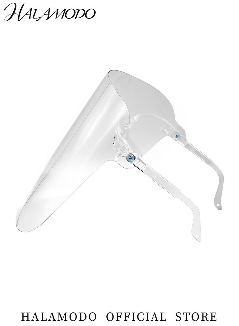 HALAMODO Face Shields with Glasses Frames Ultra Clear Protective Full Face Safety Shields Transparent Anti-Fogging Film Protect Eyes and Face for Men and Women Ideal for Most Workplaces  - Image 2