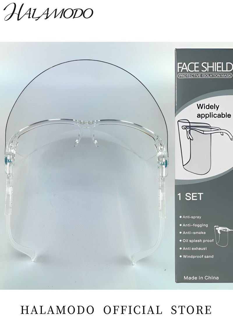 HALAMODO Face Shields with Glasses Frames Ultra Clear Protective Full Face Safety Shields Transparent Anti-Fogging Film Protect Eyes and Face for Men and Women Ideal for Most Workplaces  - Image 3