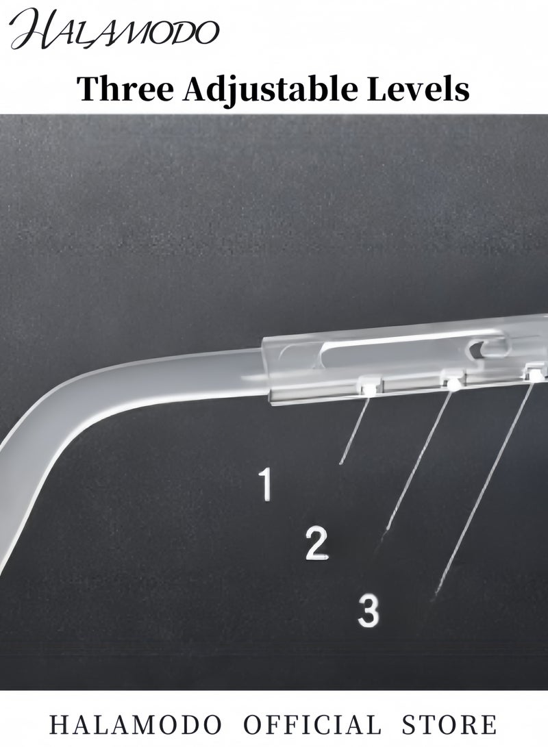 HALAMODO Face Shields with Glasses Frames Ultra Clear Protective Full Face Safety Shields Transparent Anti-Fogging Film Protect Eyes and Face for Men and Women Ideal for Most Workplaces  - Image 5