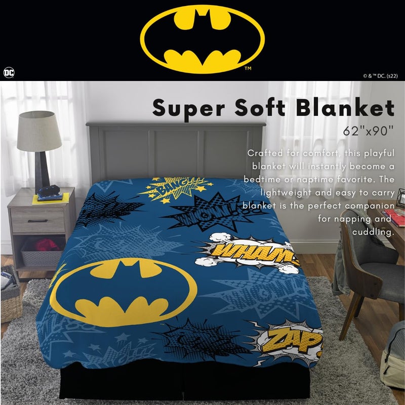 Franco Franco Batman Kids Bedding Super Soft Plush Throw Blanket  62 in x 90 in  (Officially Licensed Product)  - Image 3