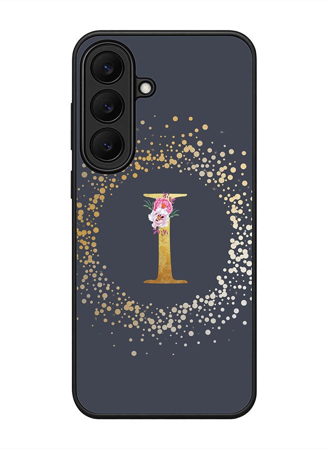 Stylizedd Rugged Case for Samsung Galaxy S26 FE- Slim Fit Hybrid Rubber Cover Floral Monogram - I (Grey)