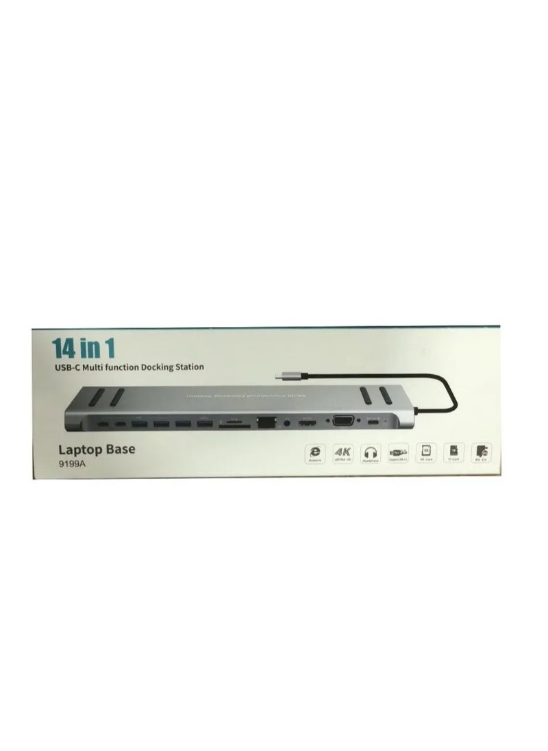 ELTRAZONE - 14-in-1 USB-C Docking Station Dual Monitor Support – Multiport USB Type C Hub with HDMI, VGA, Ethernet, USB 3.0, SD Card Reader, Audio Jack & Power Delivery – Compatible with Laptops, MacBook, Windows USB-C Devices for Enhanced Productivity - Image 1