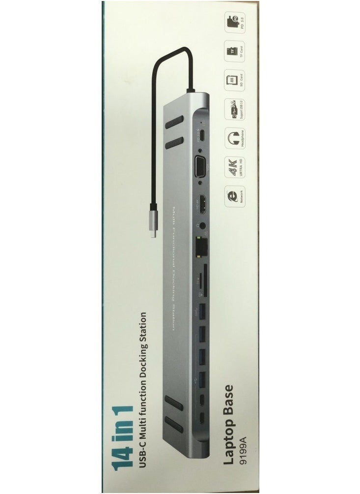 ELTRAZONE - 14-in-1 USB-C Docking Station Dual Monitor Support – Multiport USB Type C Hub with HDMI, VGA, Ethernet, USB 3.0, SD Card Reader, Audio Jack & Power Delivery – Compatible with Laptops, MacBook, Windows USB-C Devices for Enhanced Productivity - Image 1
