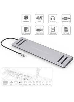 14-in-1 USB-C Docking Station Dual Monitor Support – Multiport USB Type C Hub with HDMI, VGA, Ethernet, USB 3.0, SD Card Reader, Audio Jack & Power Delivery – Compatible with Laptops, MacBook, Windows USB-C Devices for Enhanced Productivity