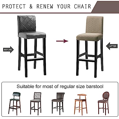 KELUINA Bar Chair Stool Covers, Stretch Removable Washable Chair Slipcover for Short Swivel Dinning Chair Back Chair Bar Stool Chair (Taupe,Set of 2) - Image 4