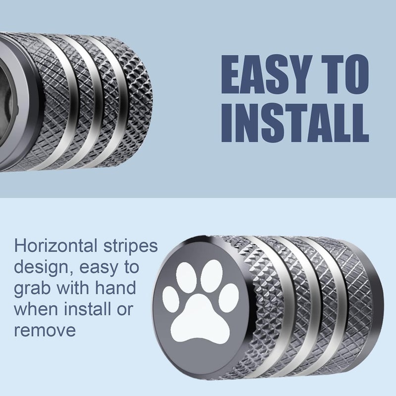 DECURCAR Tire Valve Stem Caps Cover - (12 Pack) Tire Air Caps Metal with Plastic Liner Corrosion Resistant Leak-Proof Dog Paw Print for Car Truck Motorcycle Bike Grey - Image 4
