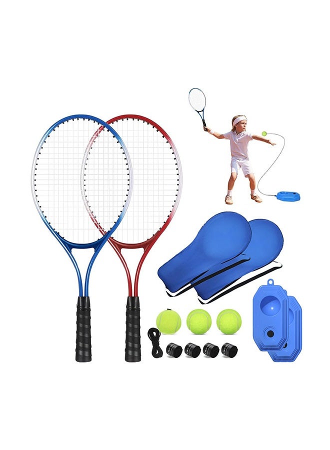 Arabest Tennis Racket 2 Kids Trainer Set with 3 Automatic Rebound Balls 2 Training Base and 2 Bags, Lightweight Tennis Training Equipment for Beginners Junior Youth Parent-Child Practice, 52 * 22cm - Image 1