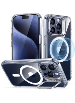 ESR For Iphone 15 Pro Case Compatible With Magsafe Military Grade Protective Case Built In Stash Stand Phone Case Scratch Resistant Back Cover Classic Series Clear  - Image 1