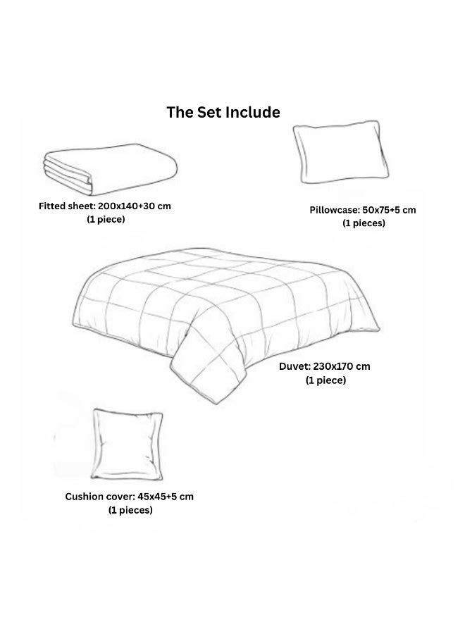 Blue Sky 100% microfiber double bed sheet, reversible bed cover, comfortable filling bed sheet set, 4-piece sleeping set (filled bed sheet, mattress protector, pillowcase, and square pillowcase). Bed sheet size: 230x170 cm, and cover size: 200x140 cm (color same as pictured) - Image 5